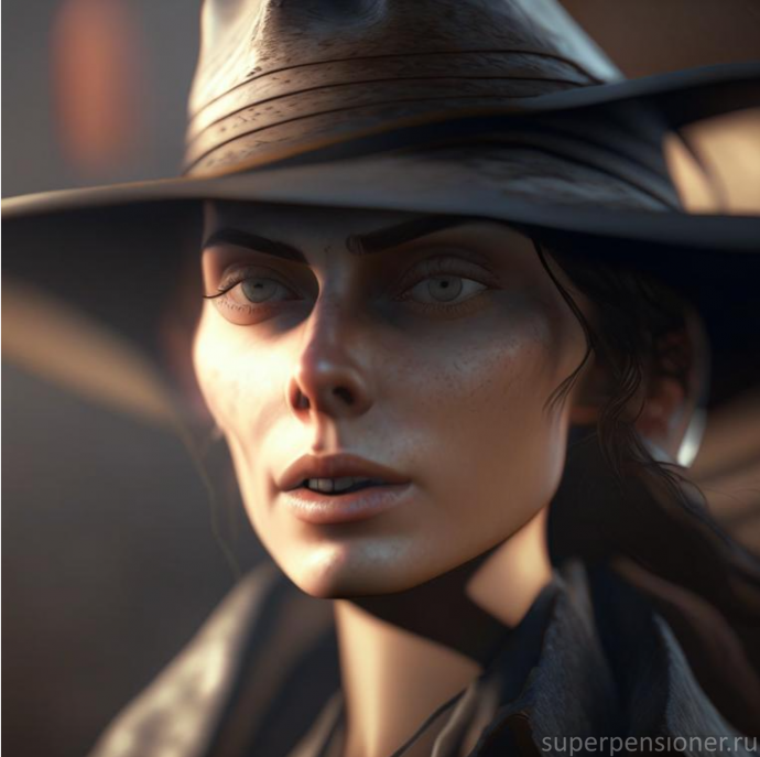 Женщина в шляпе в 3d-render