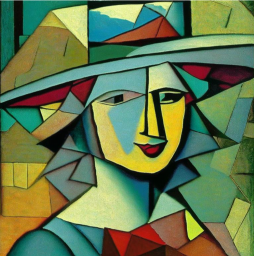 Женщина в шляпе в стиле рисунков Пикассо