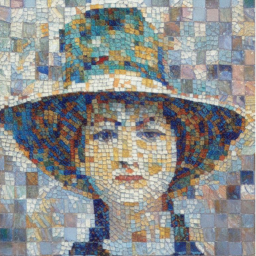 Женщина в шляпе, стиль мозайка