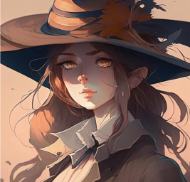 Женщина в шляпе в стиле аниме