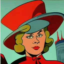 Женщина в шляпе в стиле советских мультфильмов