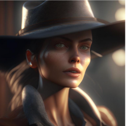 Женщина в шляпе  в стиле 3d-render2