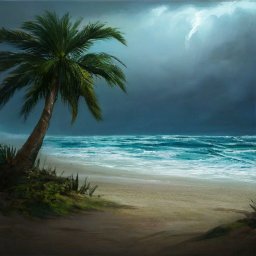 Пальма на песке рядом с океаном