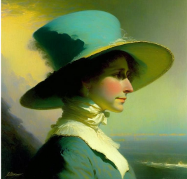 Женщина в шляпе в стиле рисунков Айвазовского