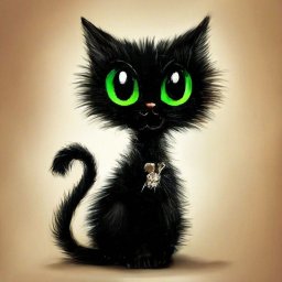 Черный котенок с зелёными глазами